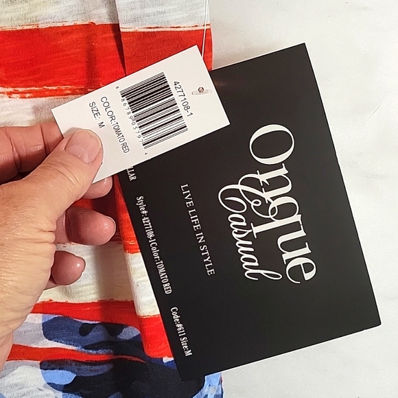 NWT Onque Casual Patriotic Rhinestone Embellished Dolman Short Sleeve Top Size M - Picture 3 of 7